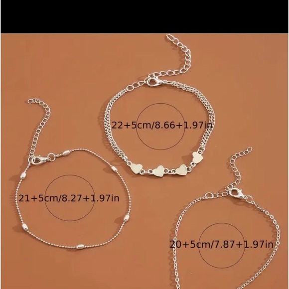 Love Heart Beads Chain Anklet Set Stackable Ankle Bracelet Summer Beach. - Picture 2 of 2